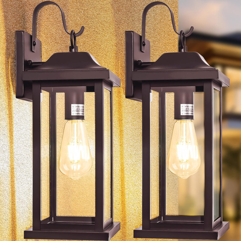 Wildon Home 2 Pack 17 Inch Large Outdoor Light Fixtures Exterior Vintage Outdoor Wall Sconces IP65 Waterproof Anti Rust Porch Lights With Clear Glass Outside Rustic Wall Lanterns E26 Bulb Base Wayfair